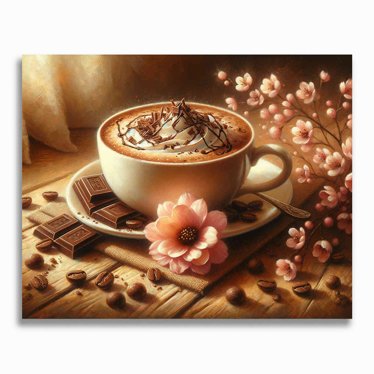 Kaffee mit Blume – Malen nach Zahlen