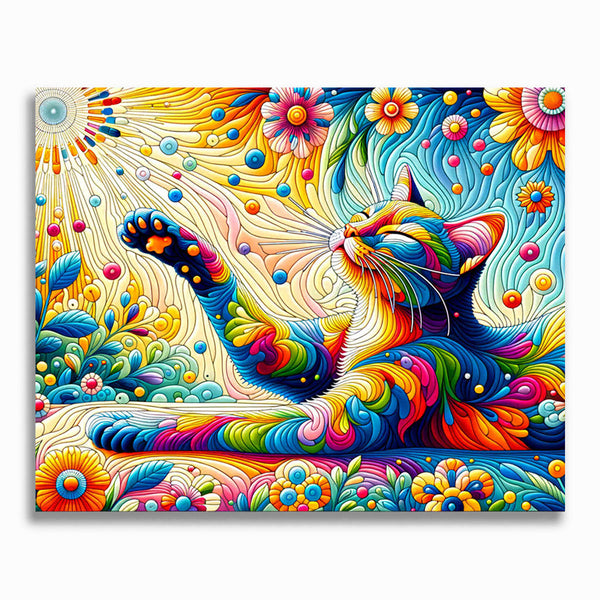 Katze, Blumen – Malen nach Zahlen