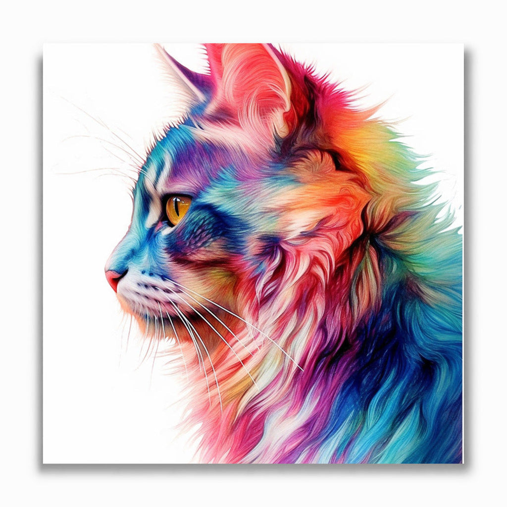 Katze im Profil, Farbenfroh - Malen nach Zahlen