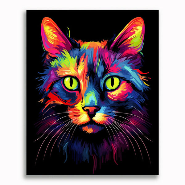 Katze von Vorne, Abstrakt - Malen nach Zahlen