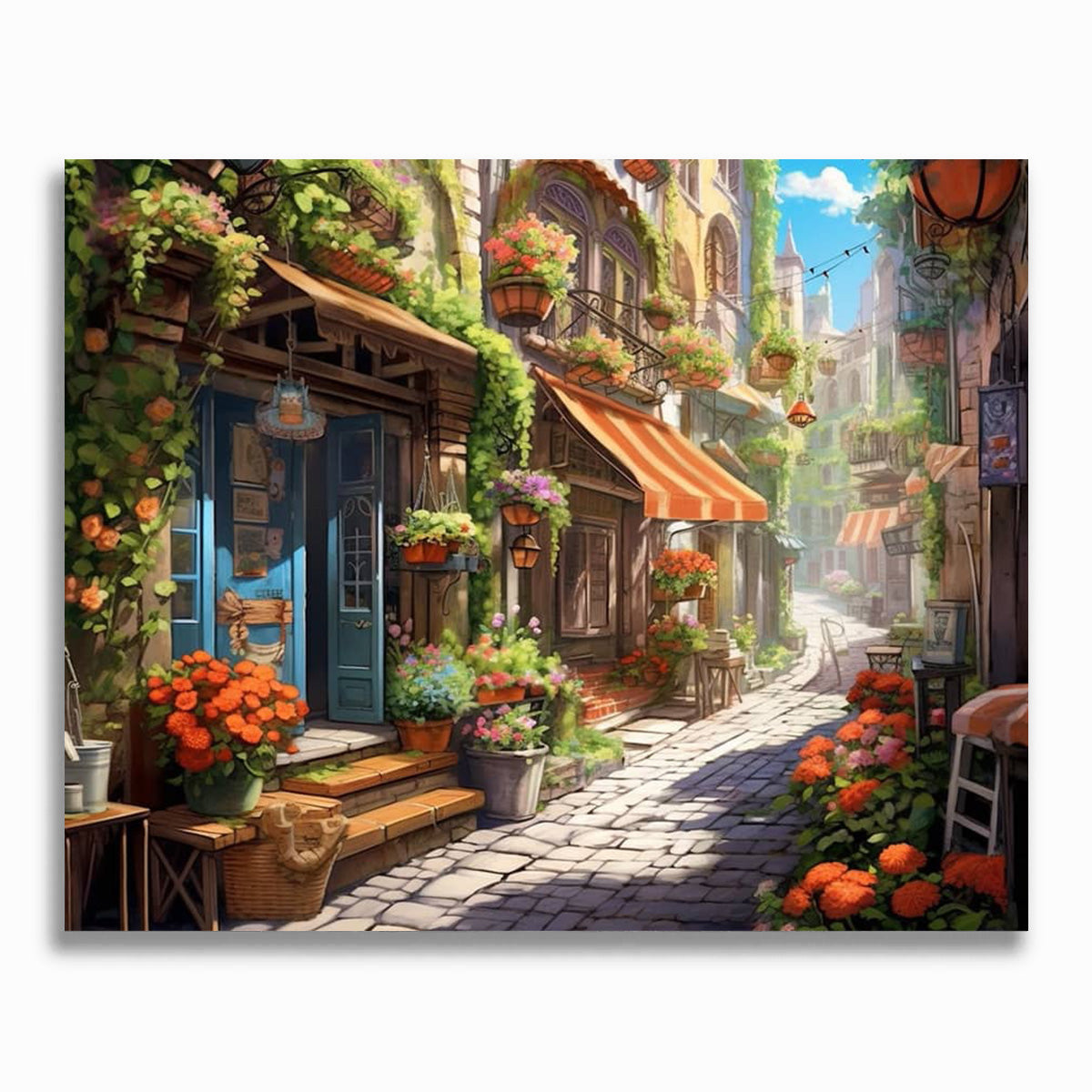 Laterne, lebendige Gasse - Malen nach Zahlen