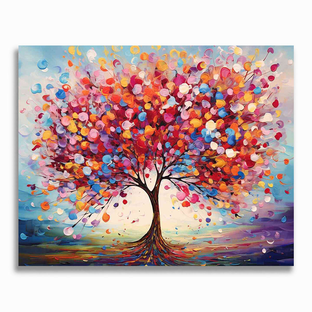 Malen nach Zahlen - Lebensbaum der Farbenfreude, abstrakt