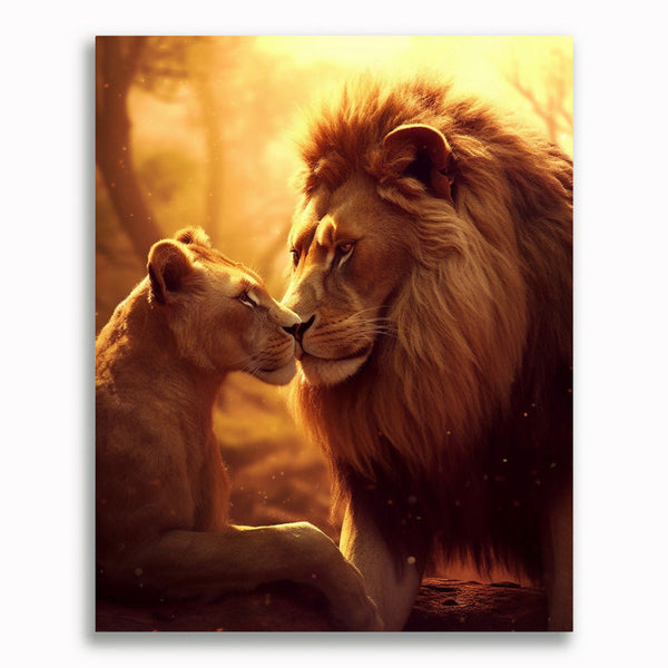 Löwe und Löwin - Malen nach Zahlen