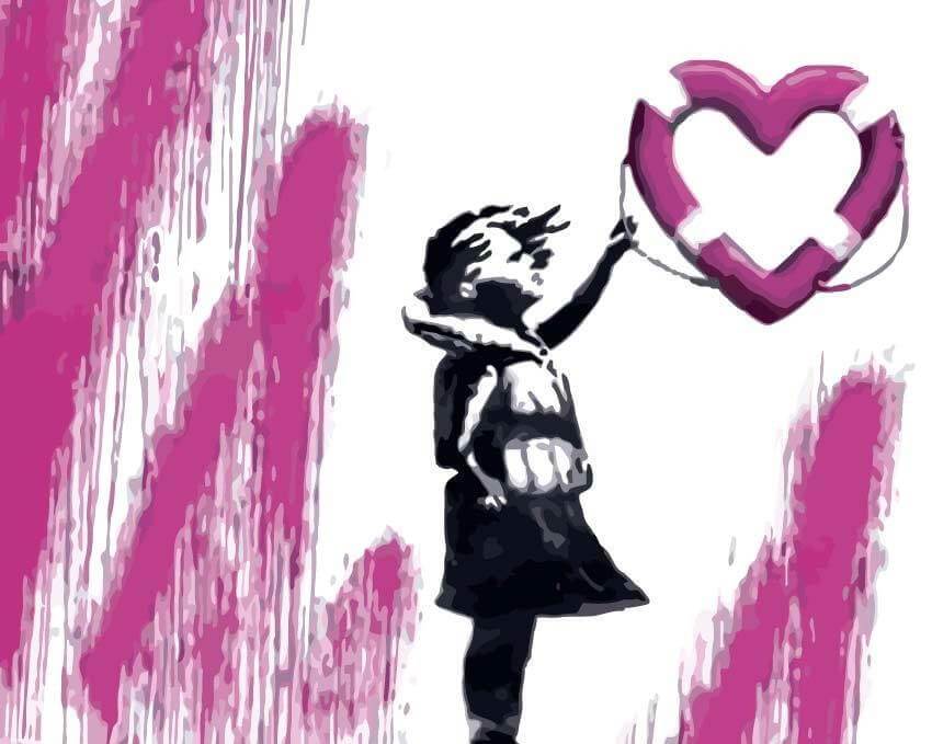 Mädchen mit Rettungsring, Banksy - Banksy