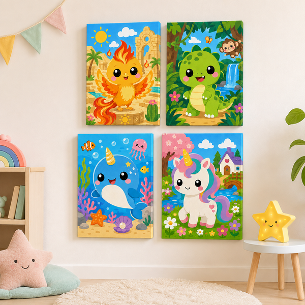 Magische Abenteuerfreunde 4er SET - Mini Malen nach Zahlen