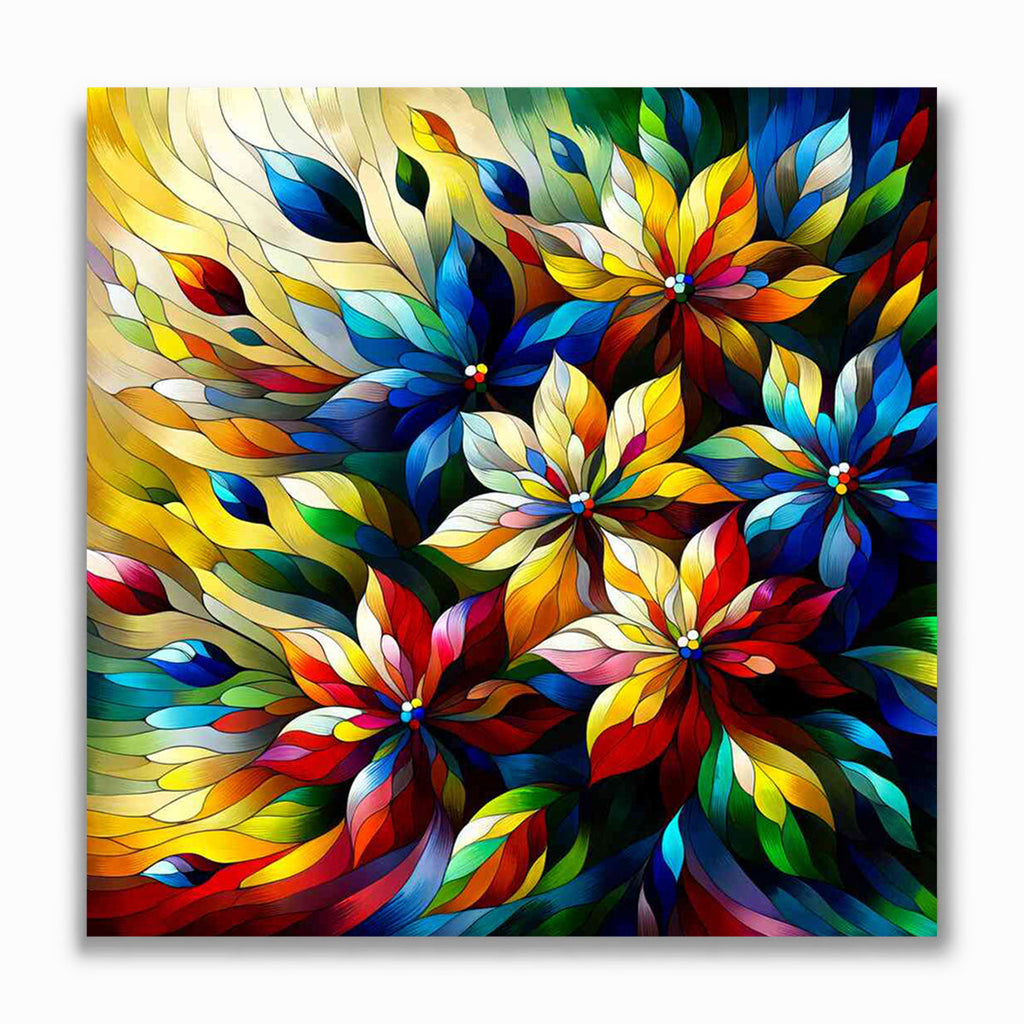 Malen nach Zahlen - Abstrakte Blumen bunt