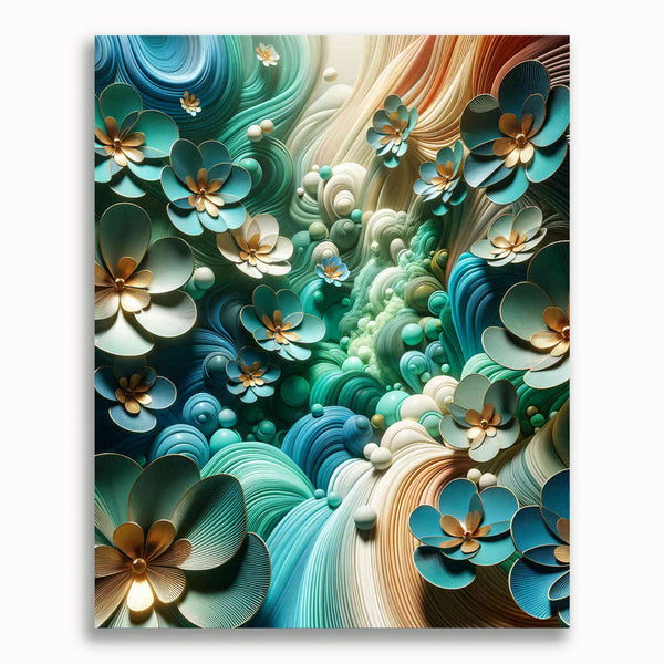 Malen nach Zahlen - Abstrakte Blumen Türkis