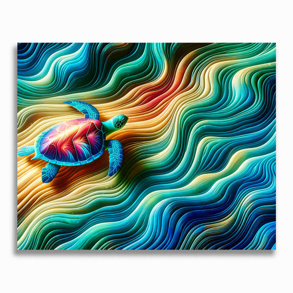 Malen nach Zahlen - Abstrakte Schildkröte, Holzoptik