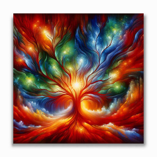 Malen nach Zahlen - Abstrakter Baum mit Licht des Lebens