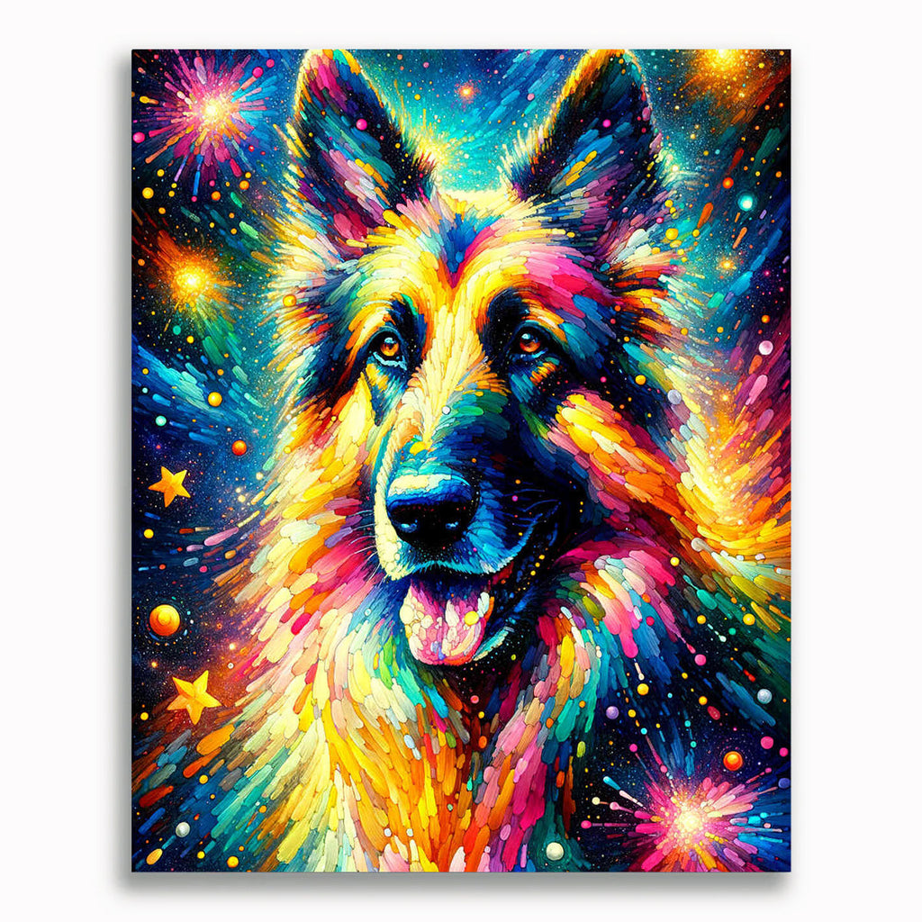 Malen nach Zahlen - Abstrakter Schäferhund