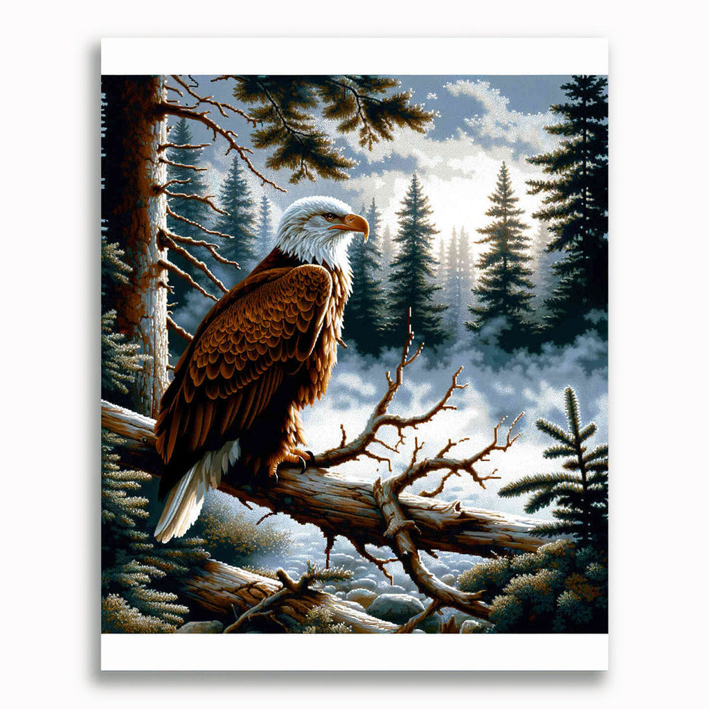 Malen nach Zahlen - Adler sitzt im Wald