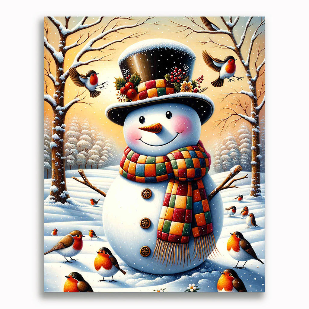 Malen nach Zahlen - Angezogener Schneemann