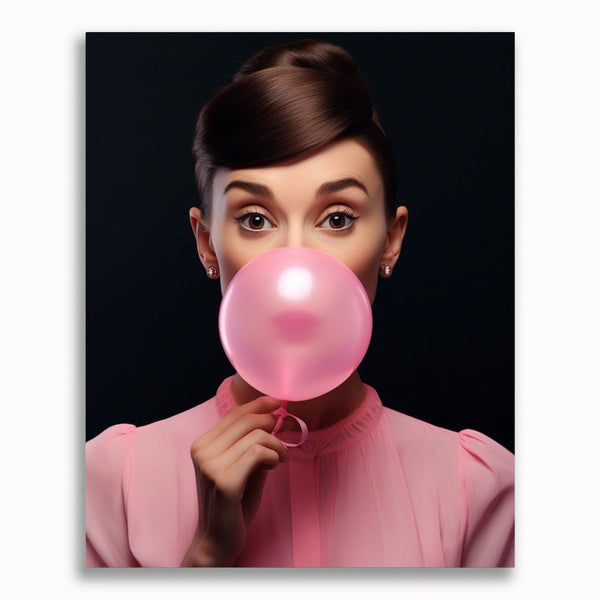 Malen nach Zahlen - Audrey Hepburn mit Kaugummi im Mund