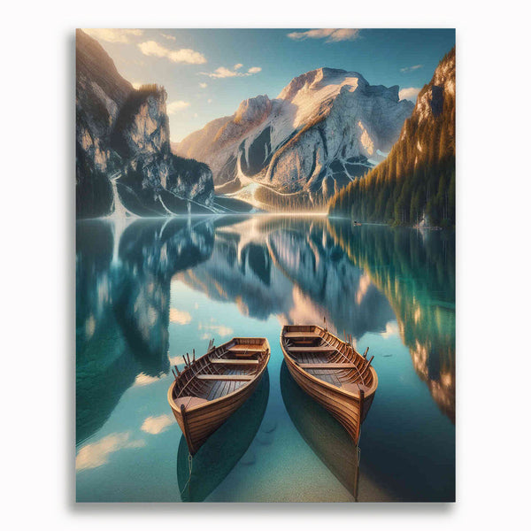 Malen nach Zahlen - Bergsee mit Booten