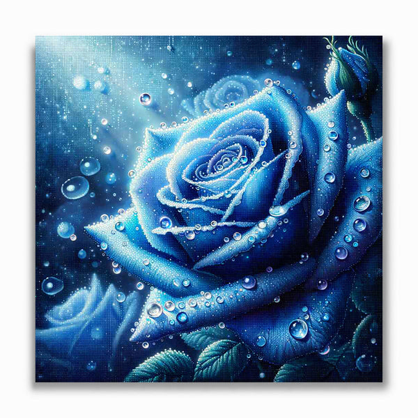 Malen nach Zahlen - Blaue Rose mit Wassertropfen