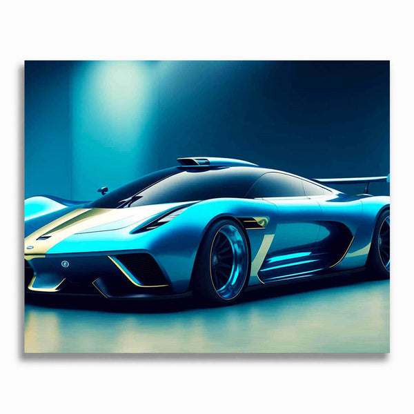 Malen nach Zahlen - Blauer Sportwagen