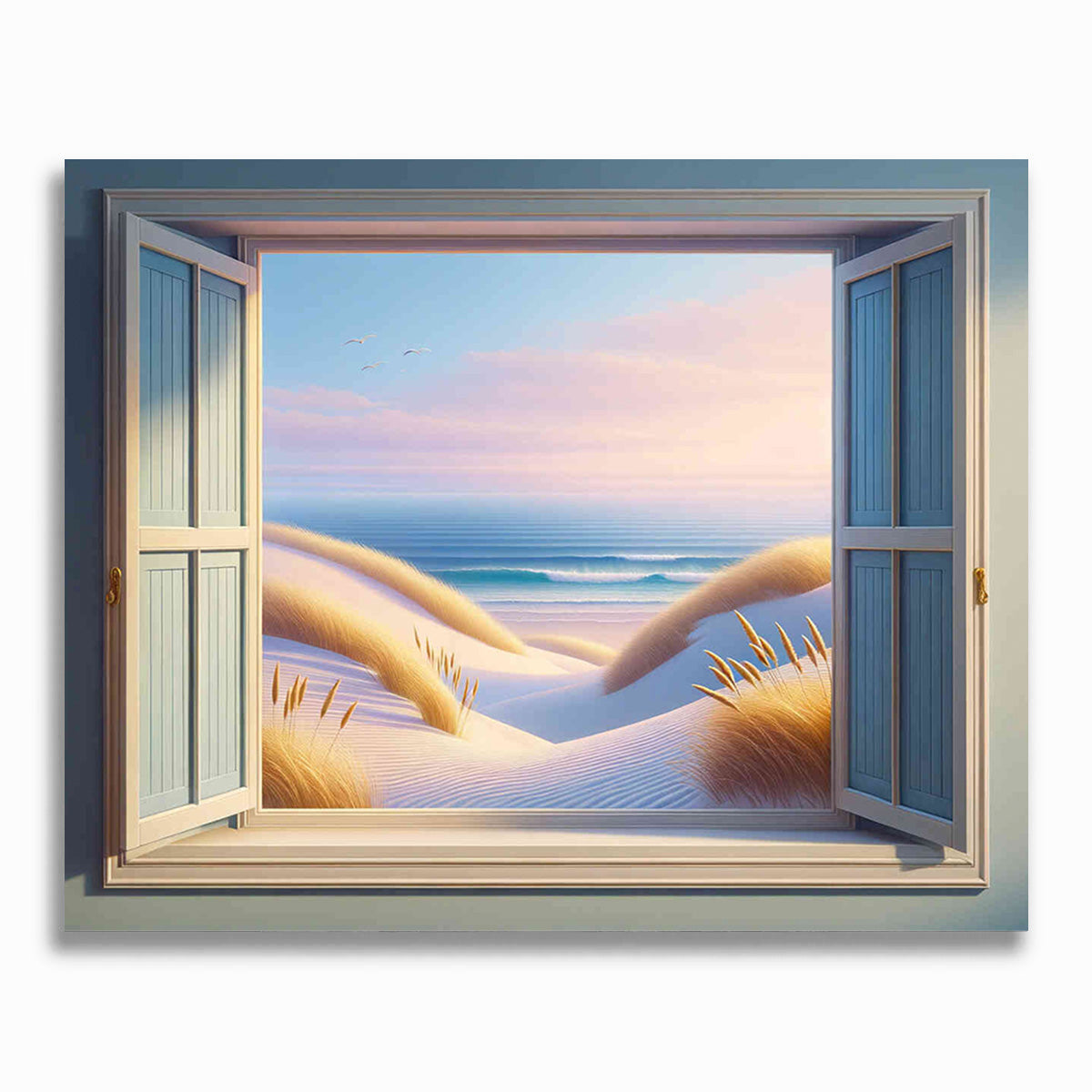 Malen nach Zahlen - Blick aus Fenster, Düne