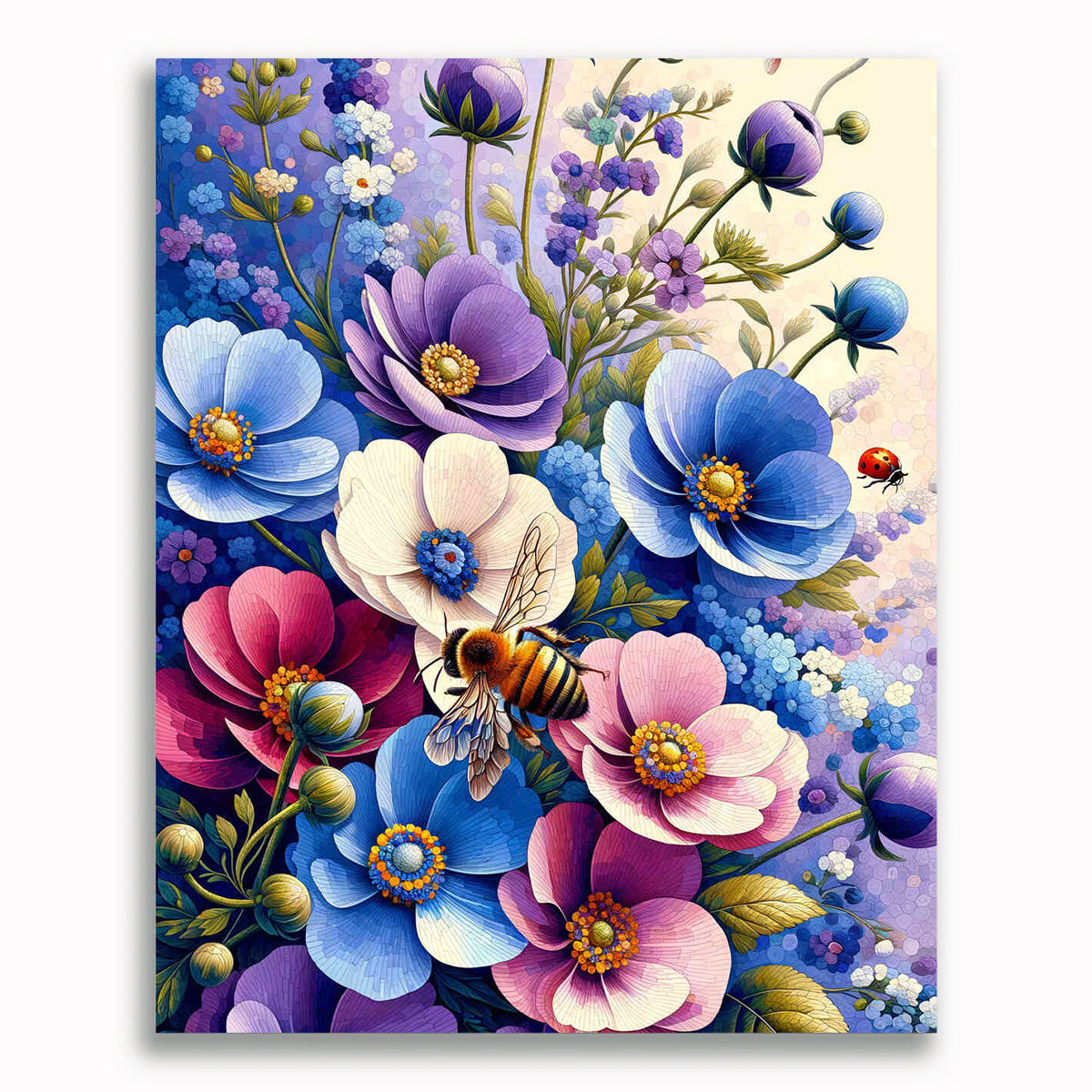 Malen nach Zahlen - Blumen und Hummel