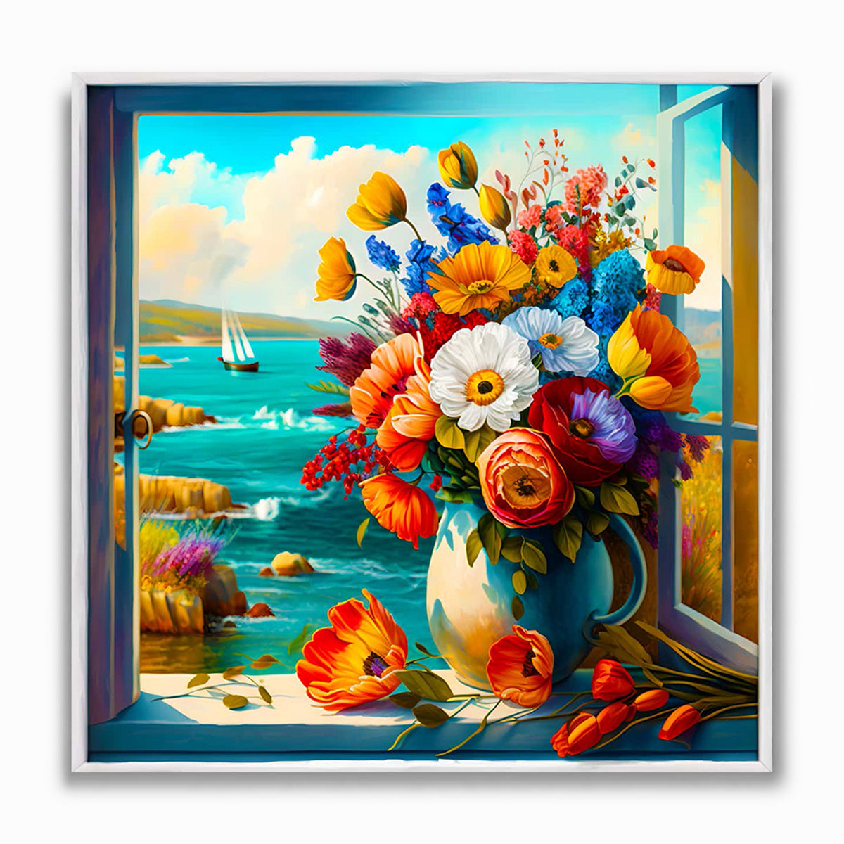 Malen nach Zahlen - Blumengesteck am Meer