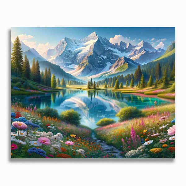 Malen nach Zahlen - Blumenwiese und Zugspitze