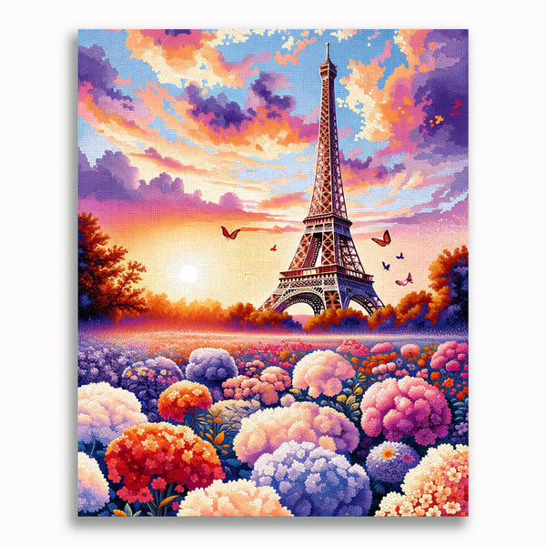 Malen nach Zahlen - Blumiger Eiffelturm Paris