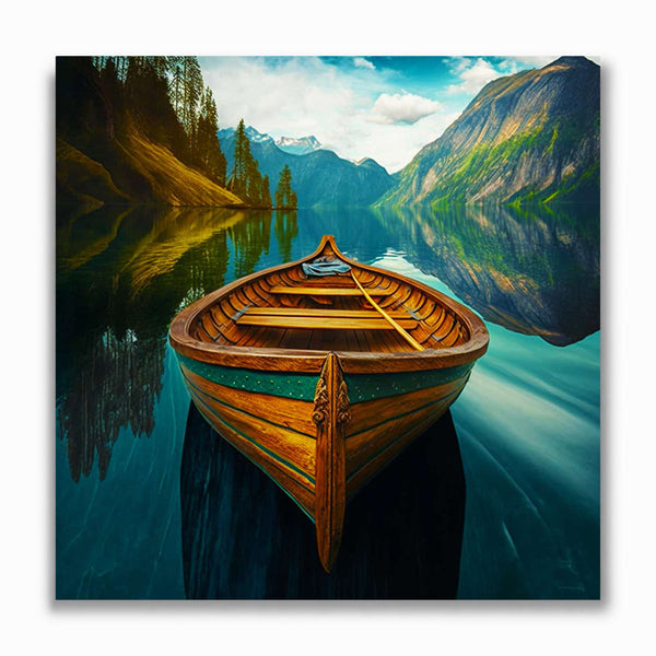 Malen nach Zahlen - Boot und Bergidylle