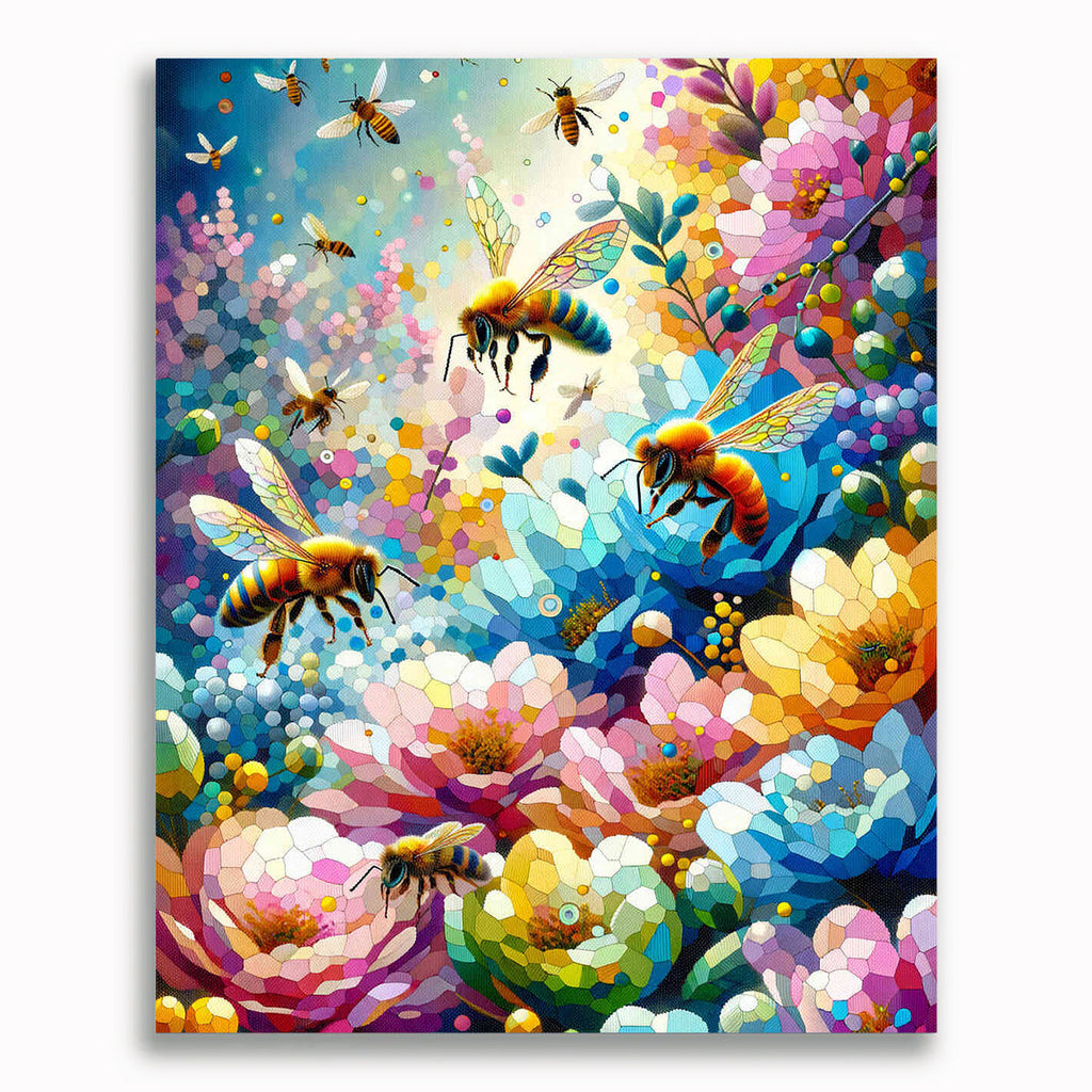 Malen nach Zahlen - Bunte Bienen