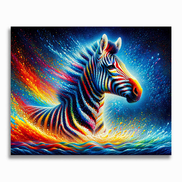 Malen nach Zahlen - Buntes Wasserzebra