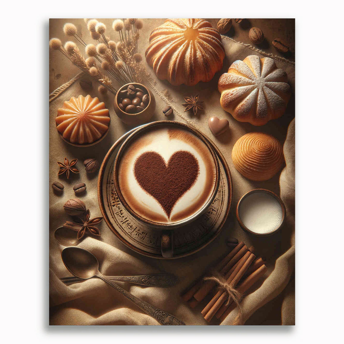 Malen nach Zahlen - Cappuccino Herz