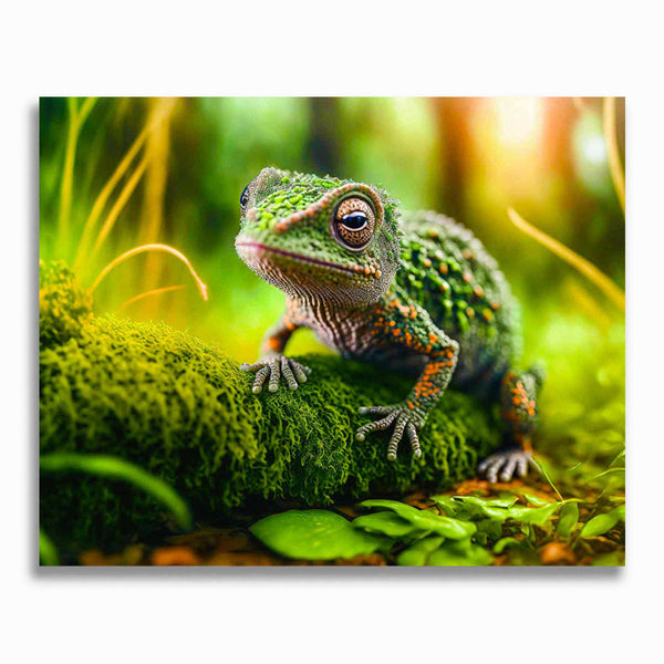 Malen nach Zahlen - Chamäleon in Grün