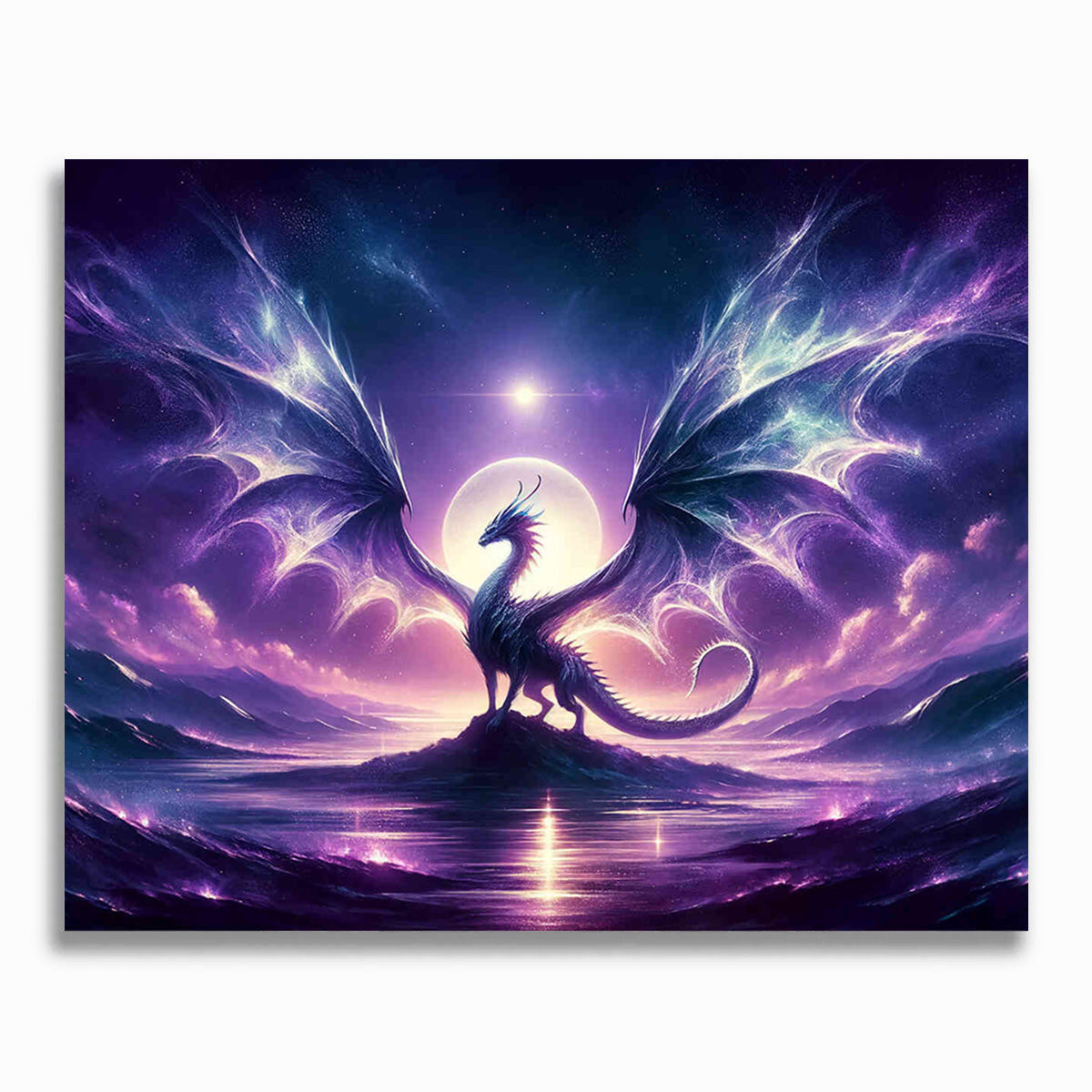 Malen nach Zahlen - Drache, lila Himmel