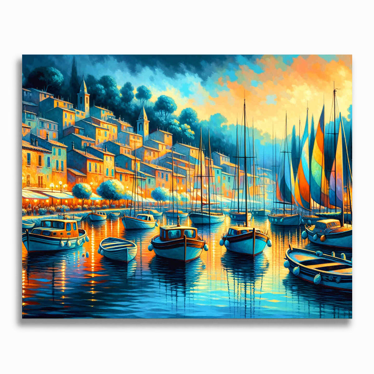 Malen nach Zahlen - Ein Hafen voller Boote