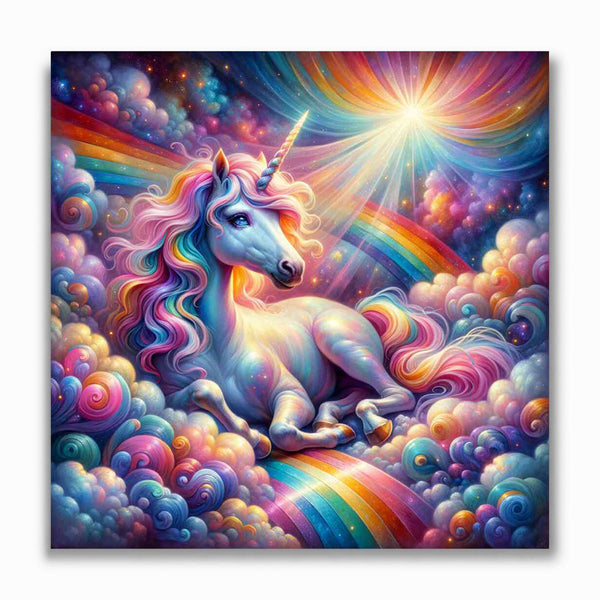 Malen nach Zahlen - Einhorn vor Regenbogen