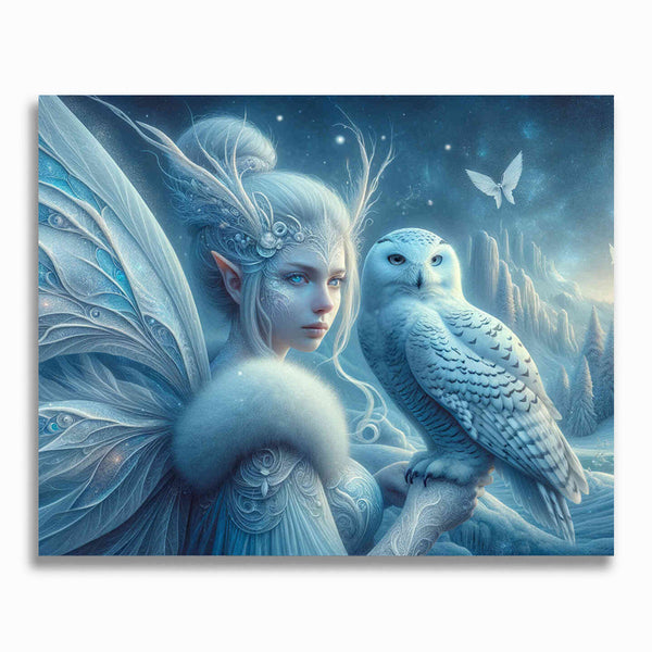 Malen nach Zahlen - Eisfee mit Schneeeule