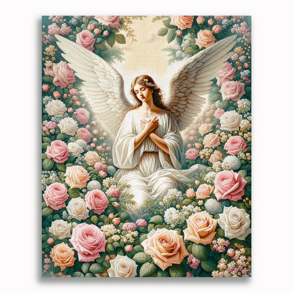 Malen nach Zahlen - Engel mit Blumen