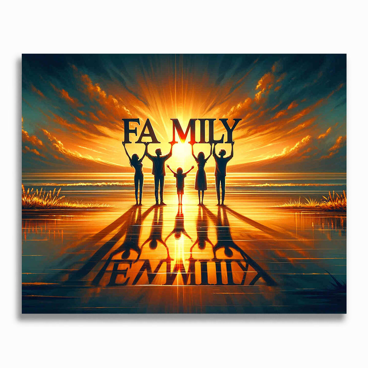 Malen nach Zahlen - Family, Sonnenuntergang