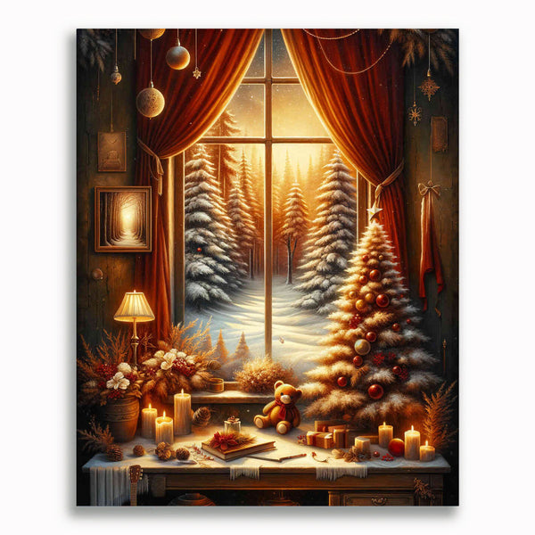 Malen nach Zahlen - Fenster in den Winterwald