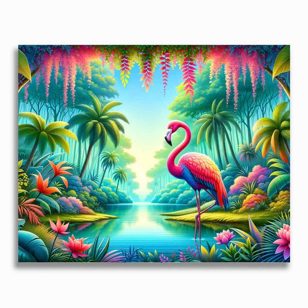 Malen nach Zahlen - Flamingo-Paradies: Eine Harmonie in Pink und Grün