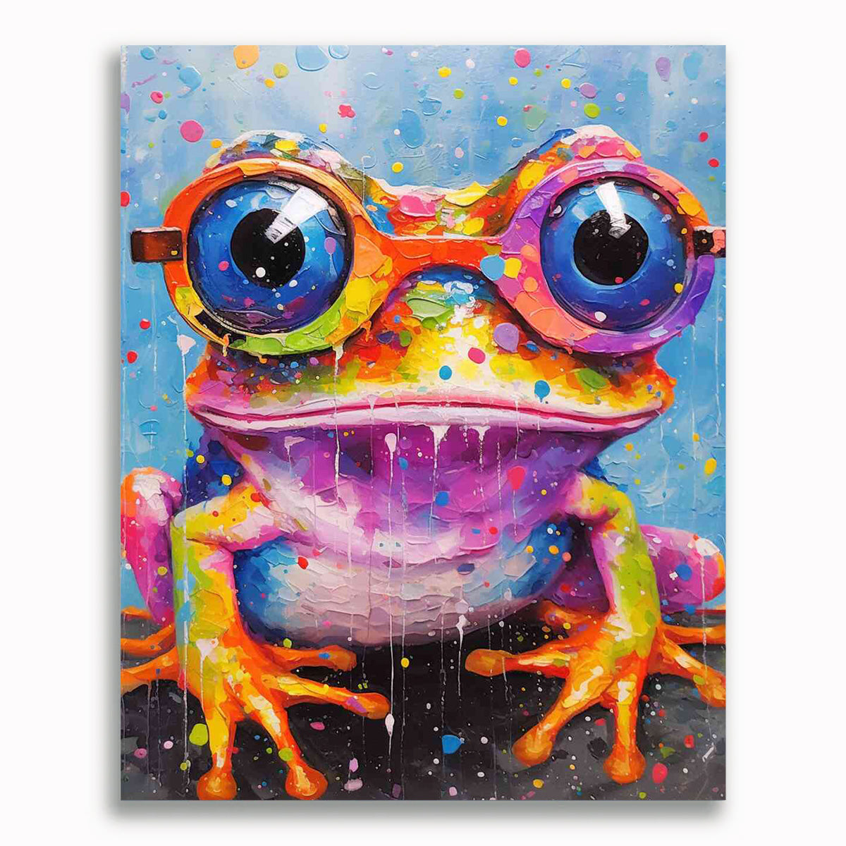 Malen nach Zahlen - Frabenfroher Frosch mit Brillenaugen
