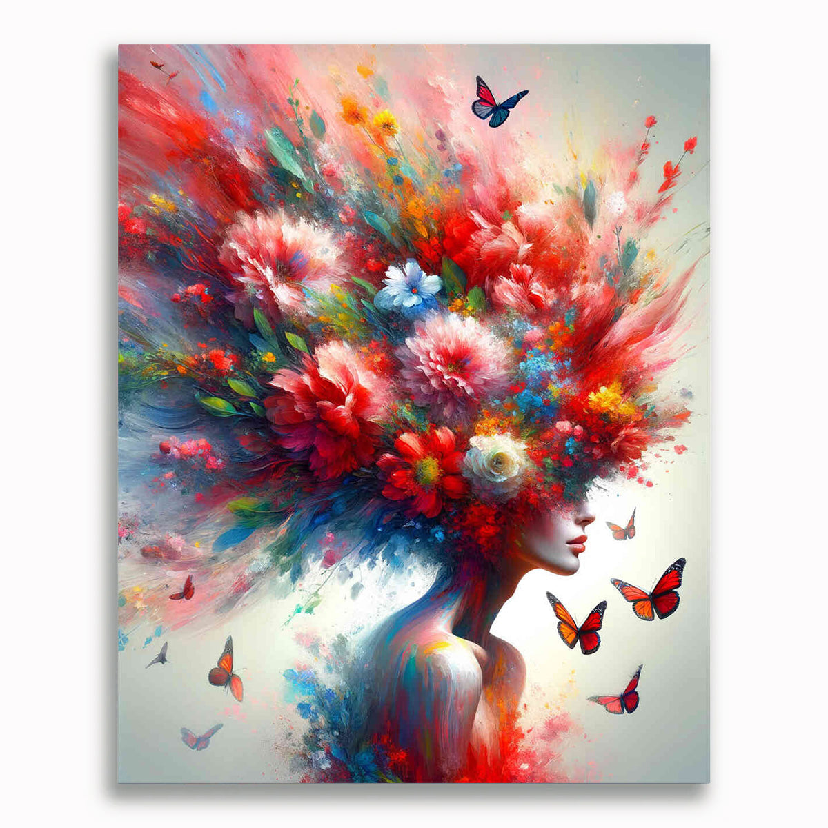 Malen nach Zahlen - Frau mit Blumenhaar