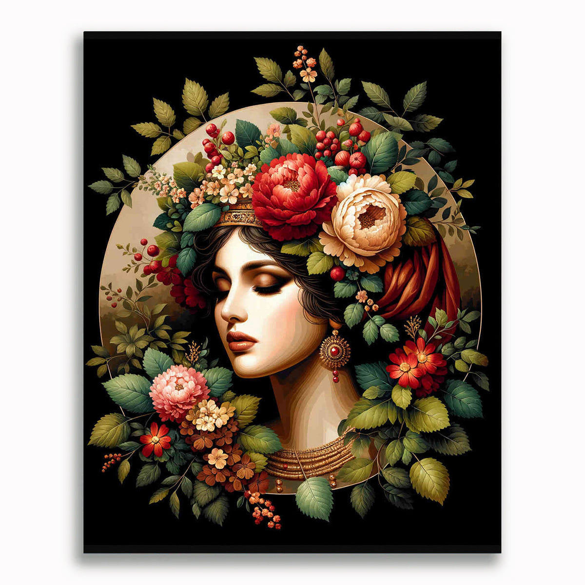 Malen nach Zahlen - Frau mit Blumenschmuck