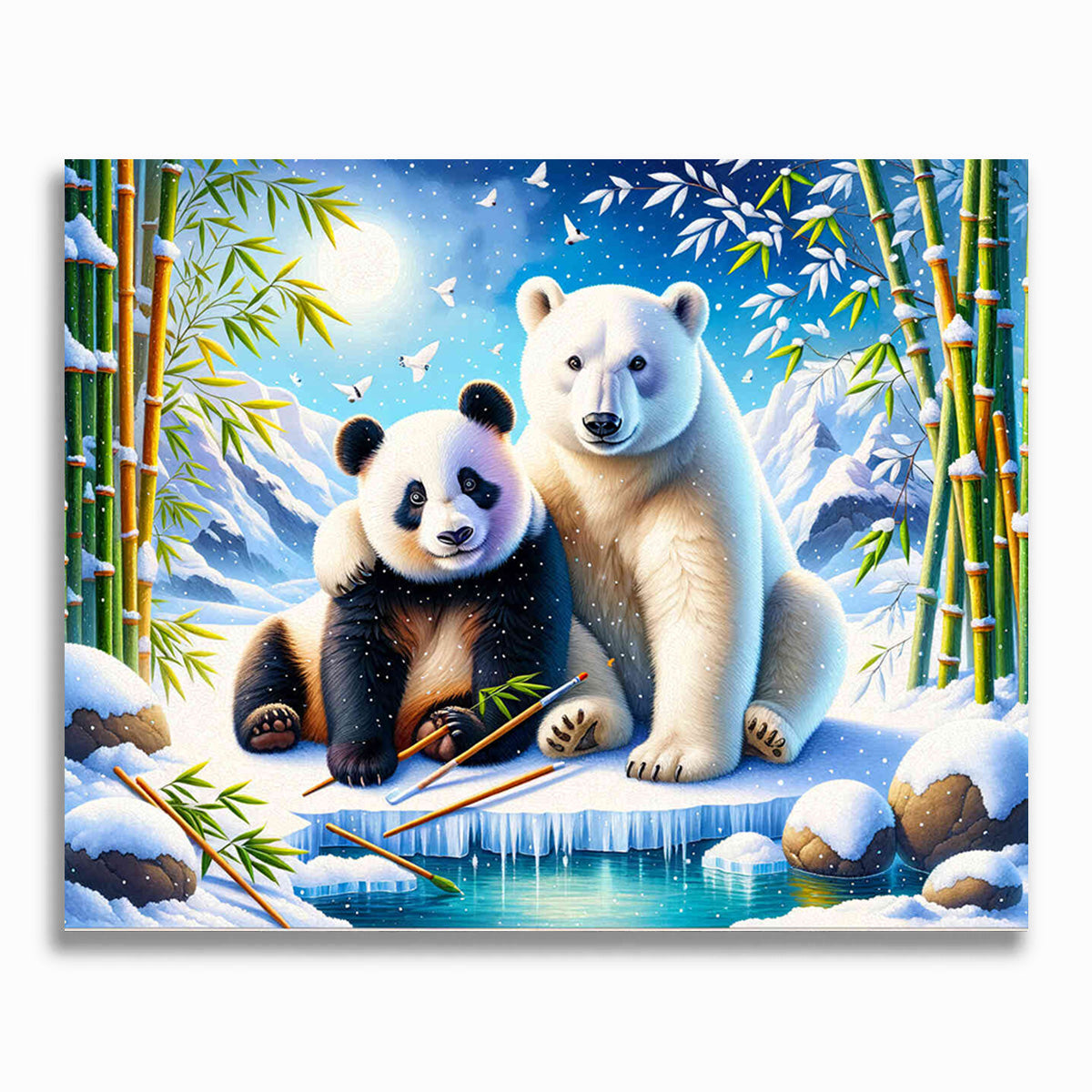 Malen nach Zahlen - Freunde, Panda und Eisbär