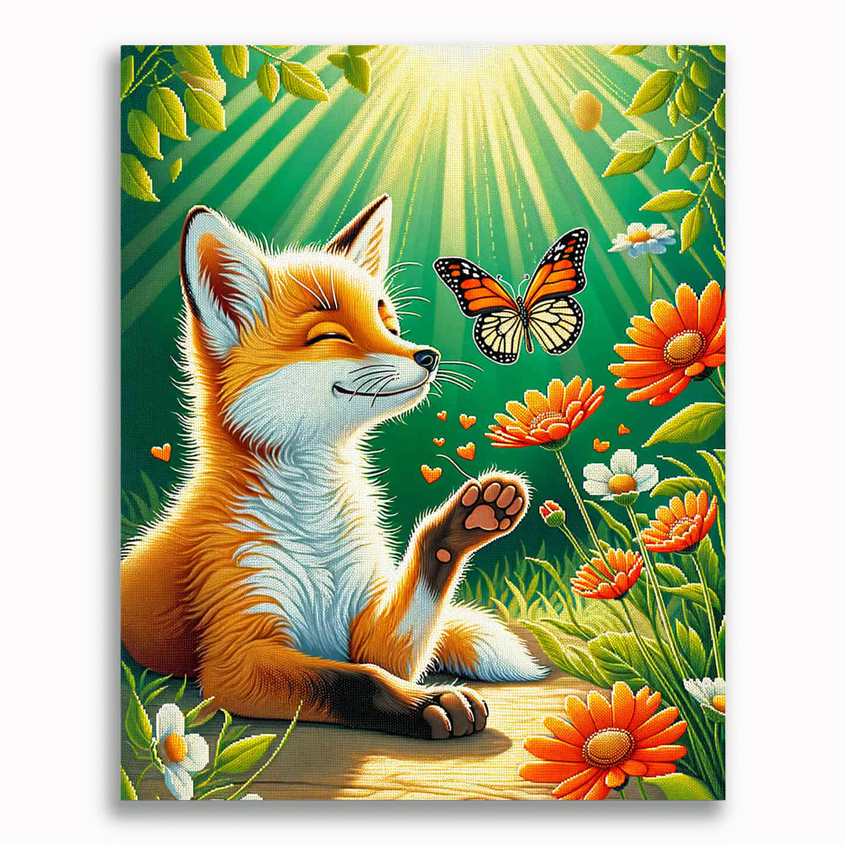 Malen nach Zahlen - Freundschaft Fuchs und Schmetterling