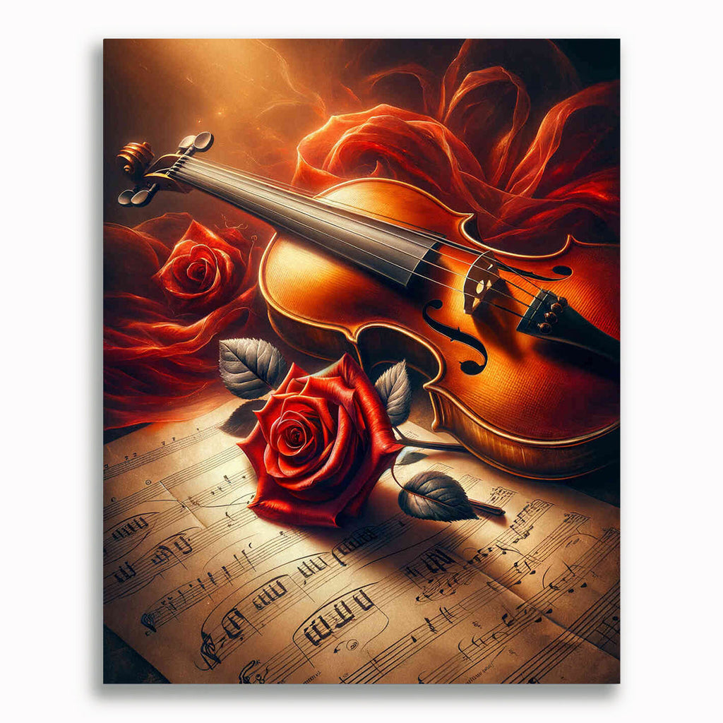 Malen nach Zahlen - Geige mit Rose