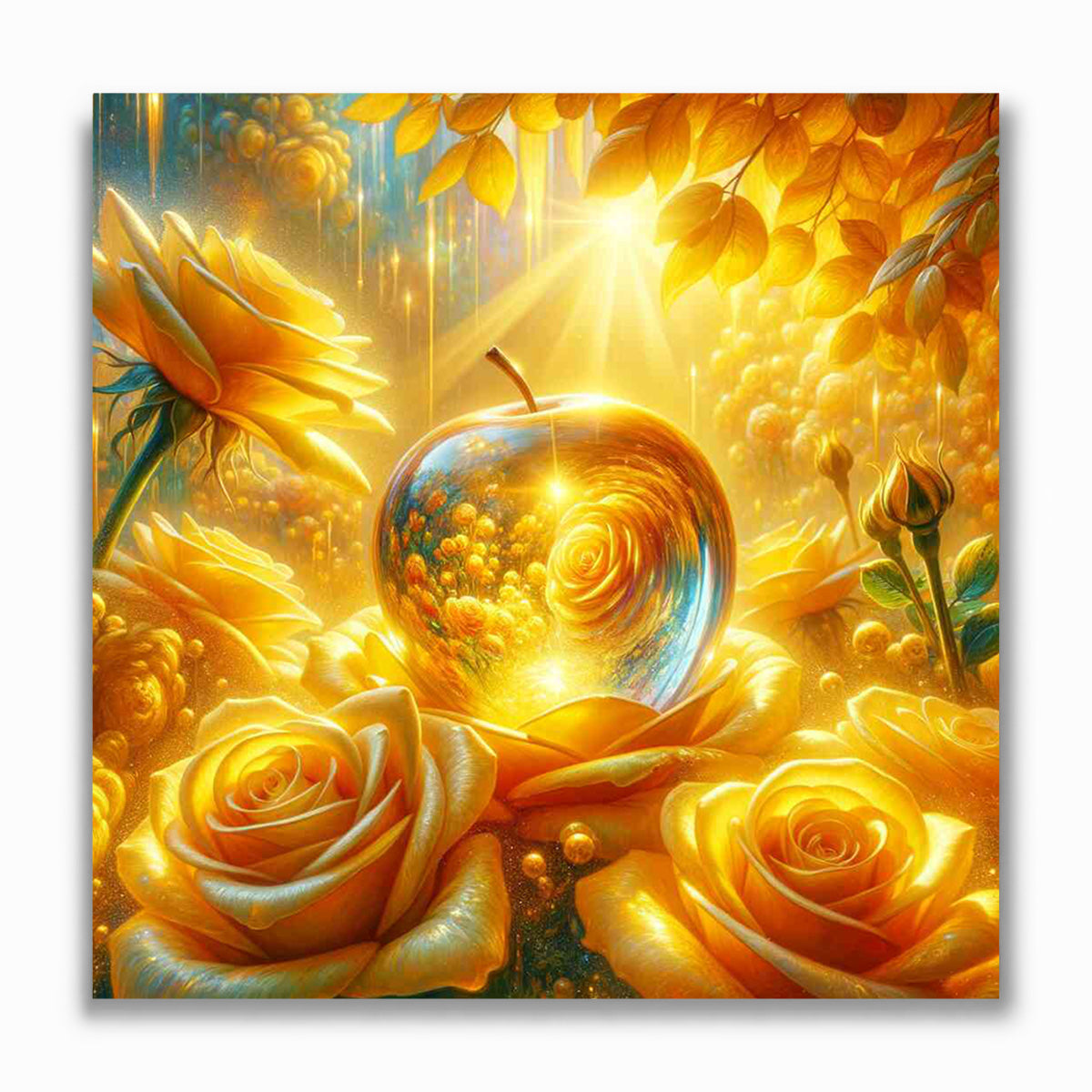 Malen nach Zahlen - Glas Apfel gelbe Rosen
