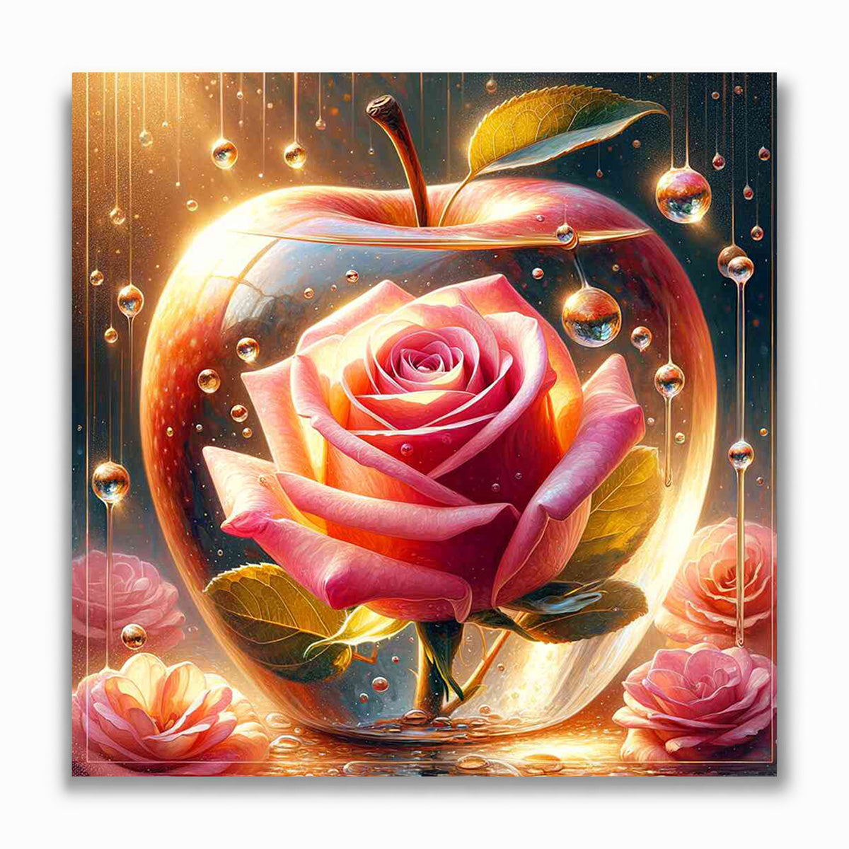 Malen nach Zahlen - Glas Apfel Rosa Rose