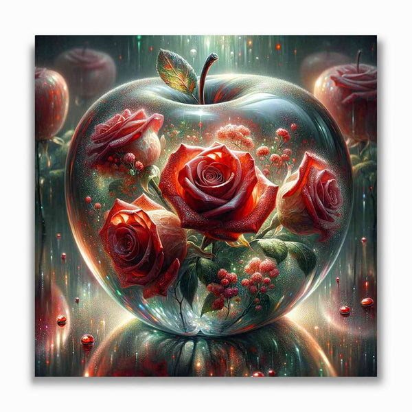 Malen nach Zahlen - Glas Apfel Rote Rosen