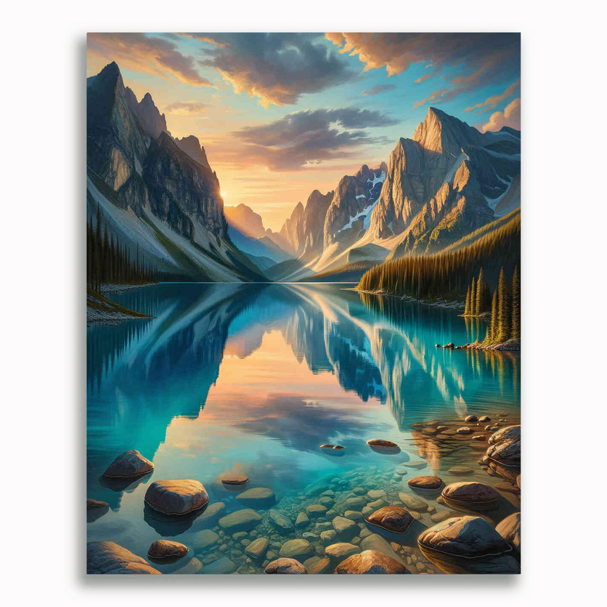 Malen nach Zahlen - Glasklarer Bergsee