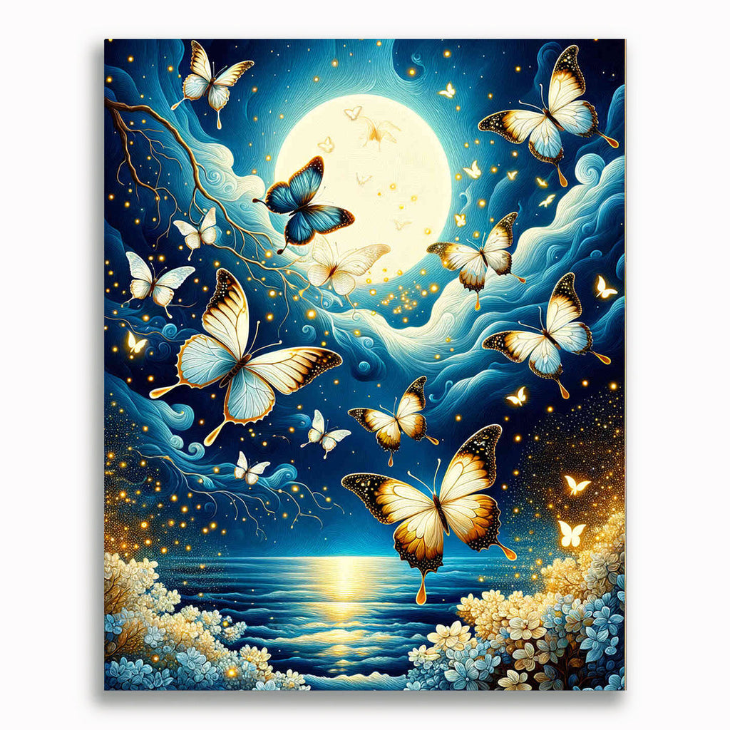 Malen nach Zahlen - Goldene Schmetterlinge