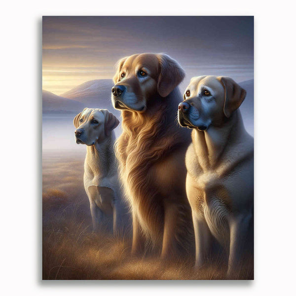 Malen nach Zahlen - Goldenretriever, Labrador Trio